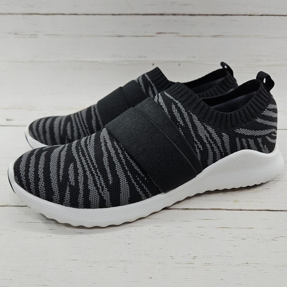 Aetrex Allie Womens‎ 42 10.5-11 Black Gray Camo Slip On Support Shoes Sneakers